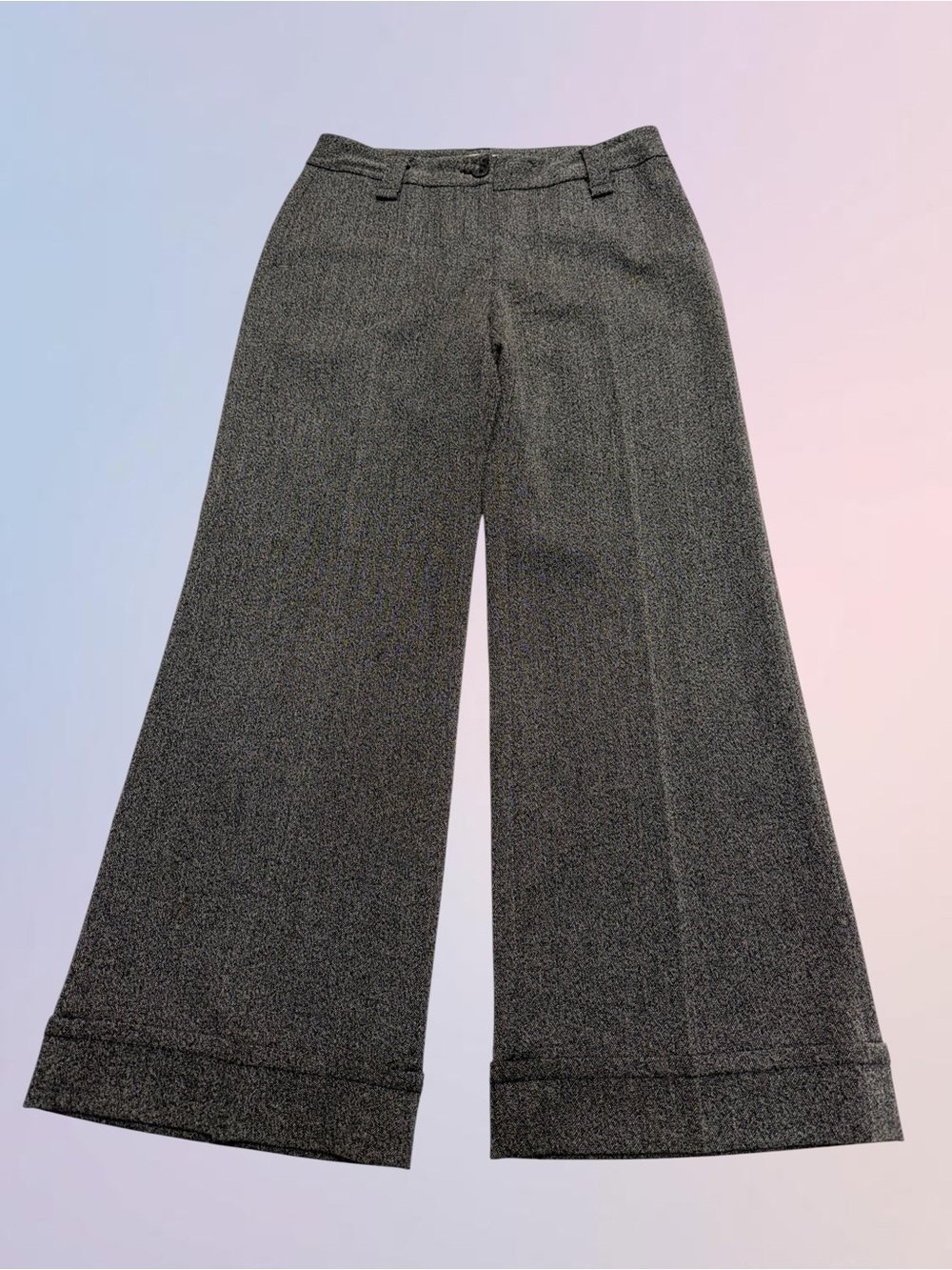 CABI Women’s 8 Gray Black Herringbone Wide Leg Pant